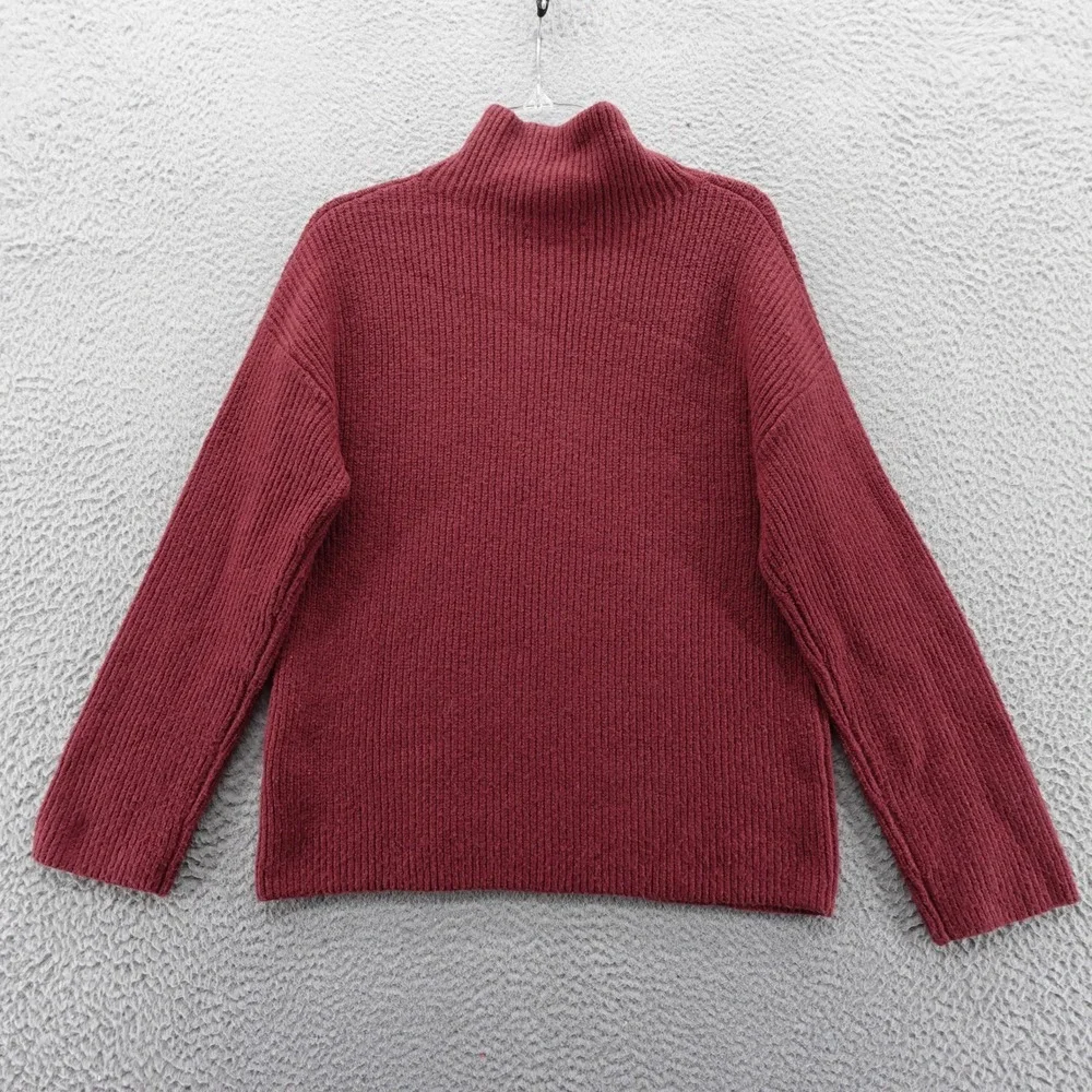 Treasure & Bond Womens Mock Neck‎ Shaker Sweater Burgundy XXS Relaxed NEW